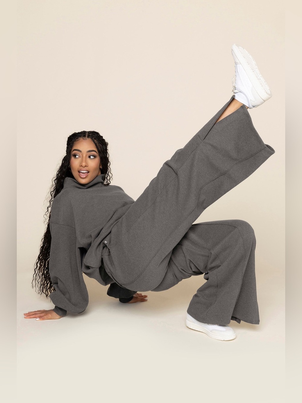 NWT. Popflex. Perfect Plane Pants. Charcoal Heather. Size medium. - Picture 5 of 15